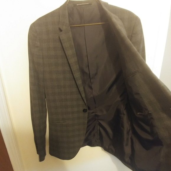 H&M Dark Gray Checked Blazer Jacket Muscle Fit in Super Skinny - Picture 9 of 14